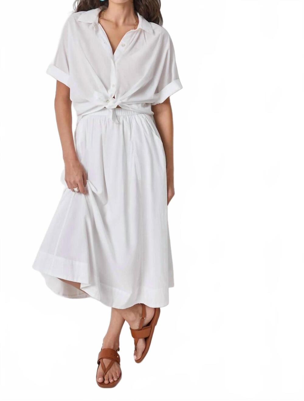 NEW LILLA P elbow sleeve button down shirt in white